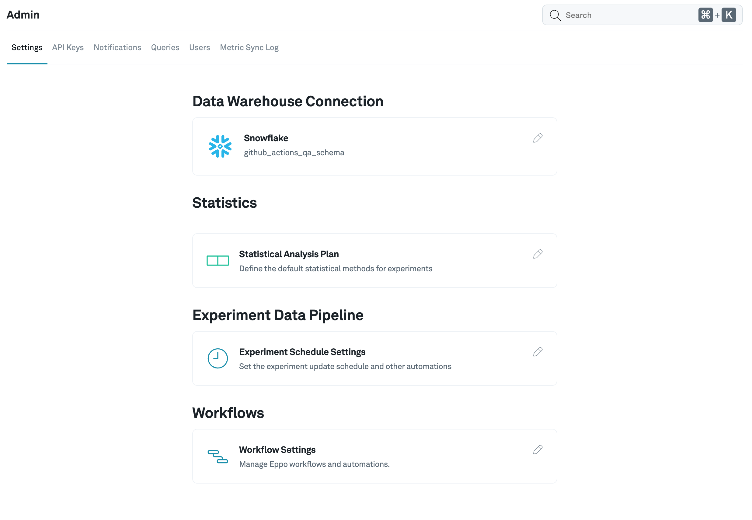 Admin page
