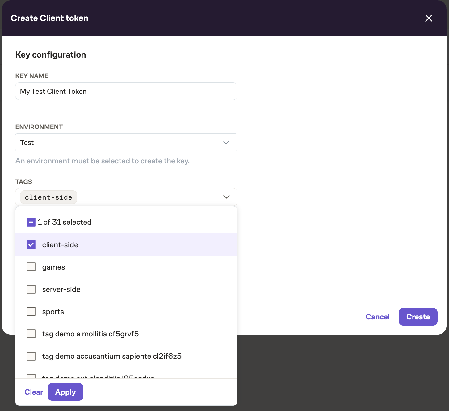 Client Token setup