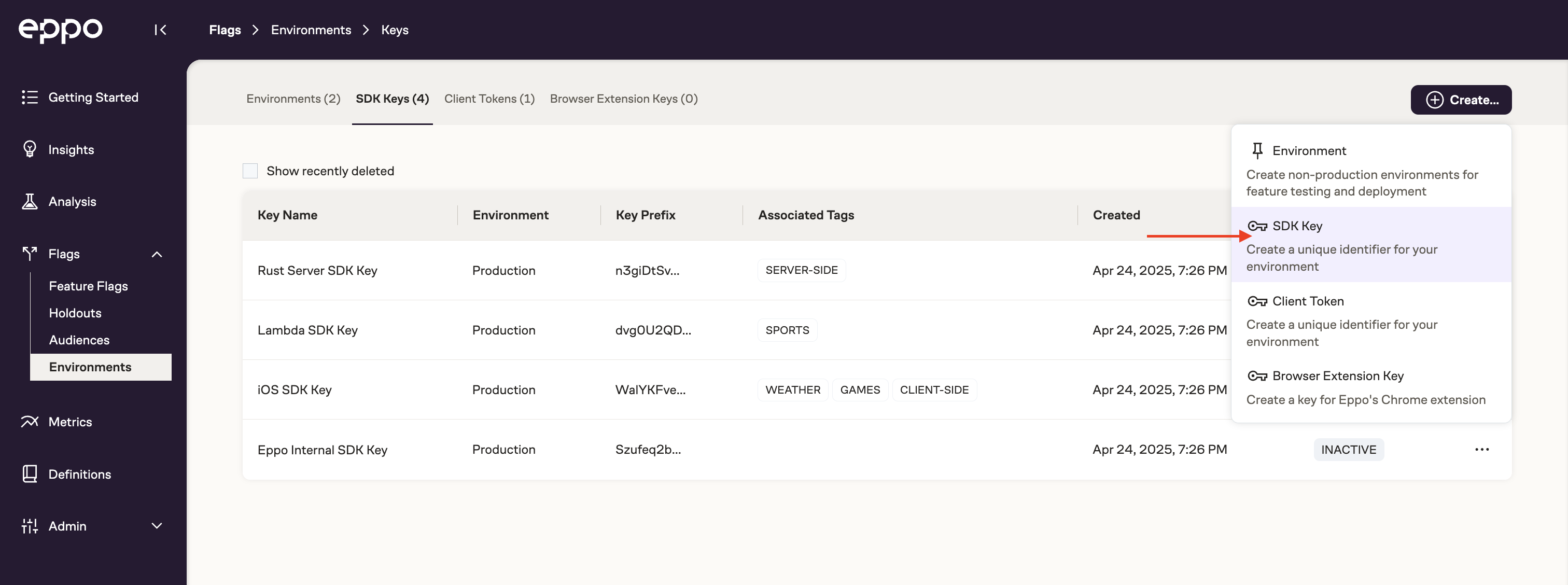 Setup Eppo SDK key